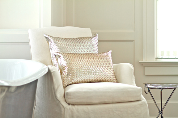 Lance Wovens Metallic Leather Pillows