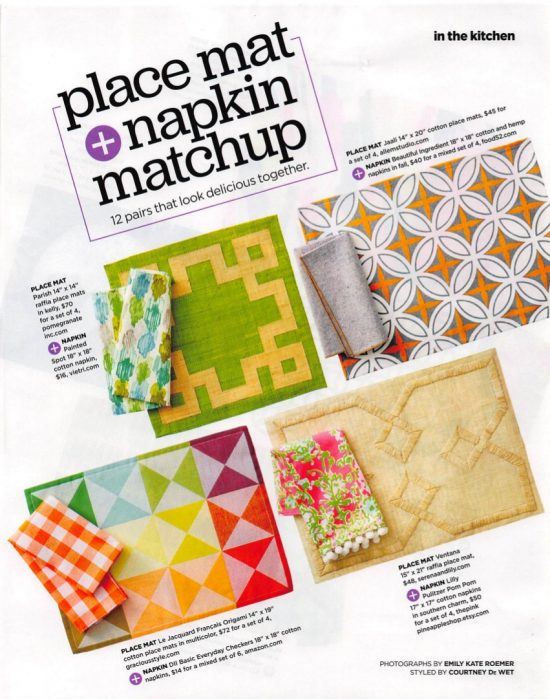 Place Mat Napkin Matchup