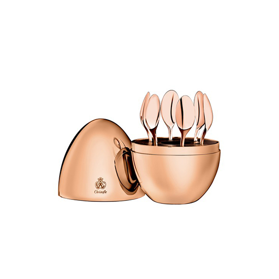 Mood by Christofle Set of Six Silverplated Espresso Spoons (18 Kt Rose Gold)