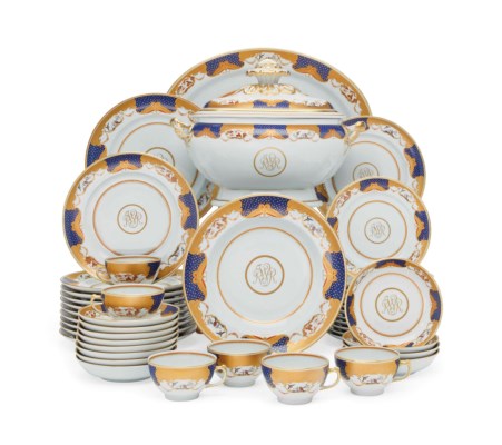 Ronald Reagan Monogrammed Mottahedeh Golden Butterfly Dinnerware