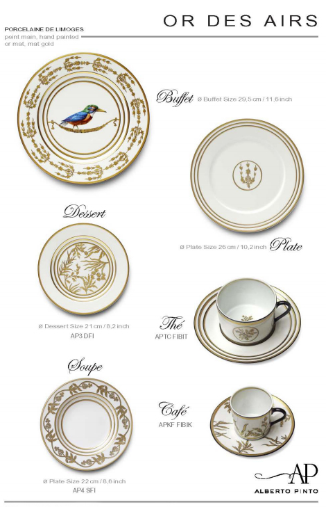 Or des Airs Handpainted Dinnerware by Raynaud for Alberto Pinto