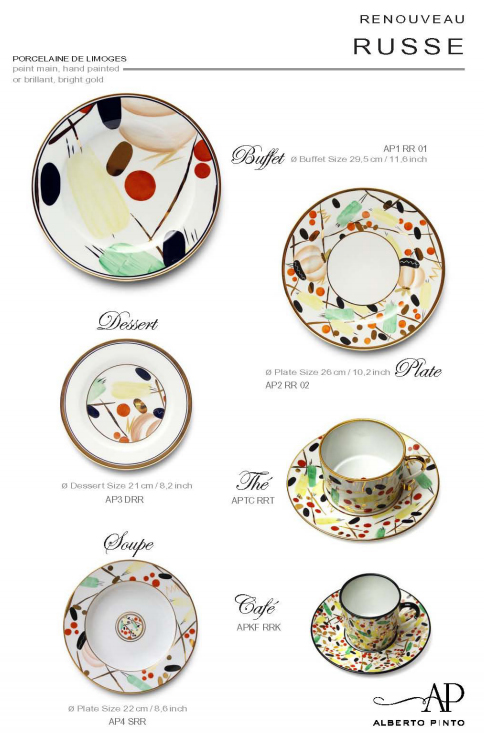 Renouveau Russe Handpainted Dinnerware by Alberto Pinto