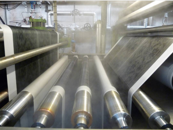 Fabrics being steamed to set the dyes in the fibers