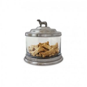 Glass Pewter Cookie Jar with Dog Finial