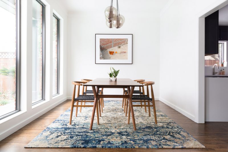 Contemporary dining room area rug